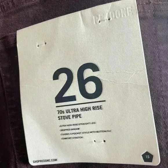 NEW Re/Done Jeans 70s Ultra High Rise Stove Pipe Washed Plum - Picture 11 of 13